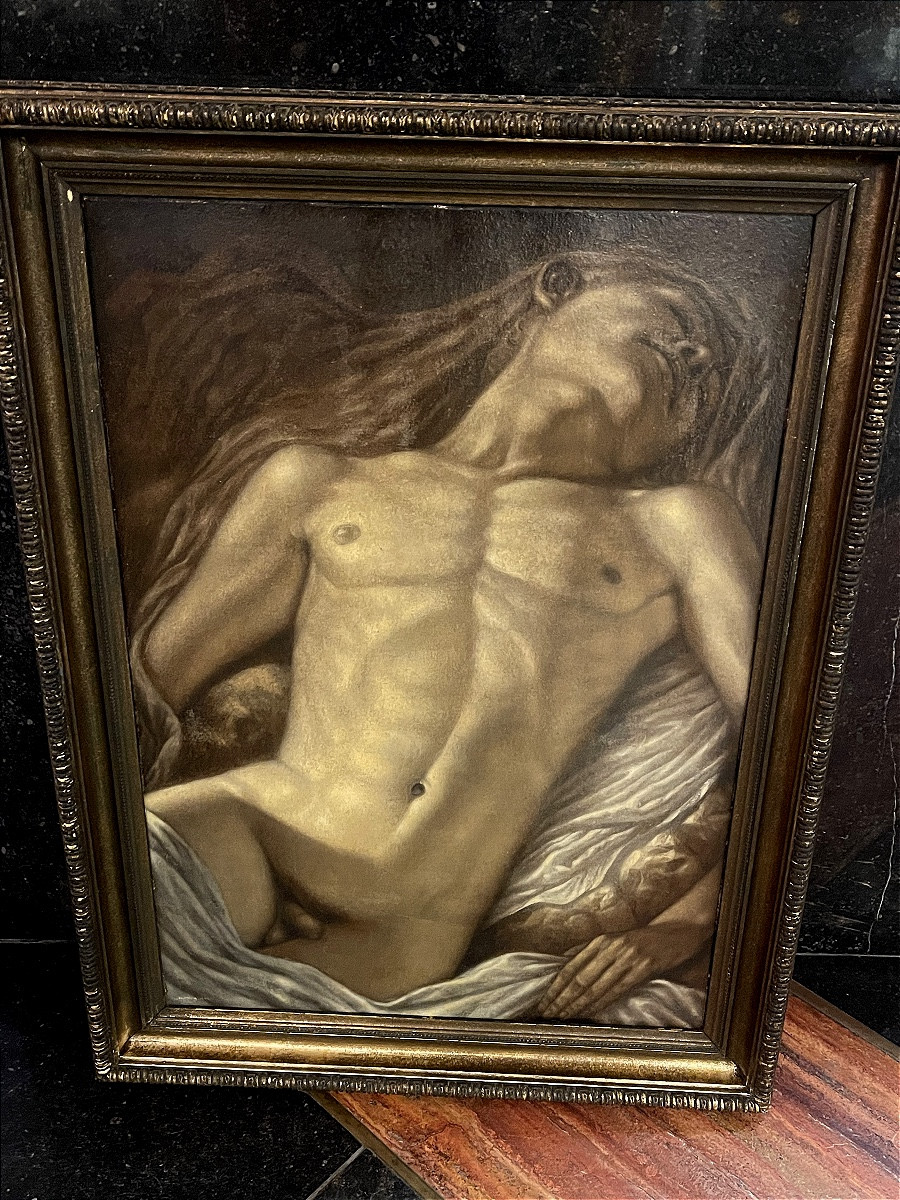 Johfra Bosschart 1919 - 1998 ' L Androgine ' 1949 panneau -photo-2