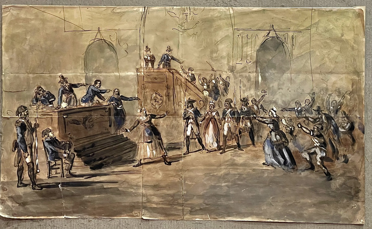 On July 16, 1793, The Trial Of Charlotte Corday For The Assassination Of Paul Marat (drawing)  