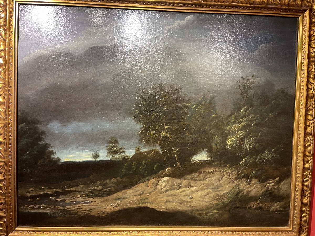 Entourage de Jacob Van Ruysdael vers 1670 - 1690 ' les environs de Soesterduinen ' Utrecht -photo-4