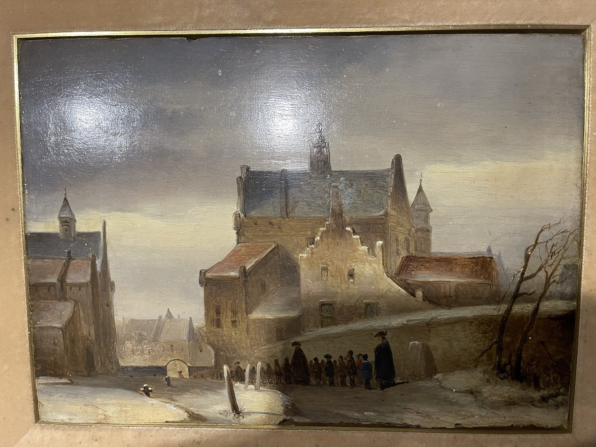 Johannes Bosboom 1817 - 1891 ´ Tentoonstelling Te Gravenhage 1867 ' huile sur panneau chêne -photo-1