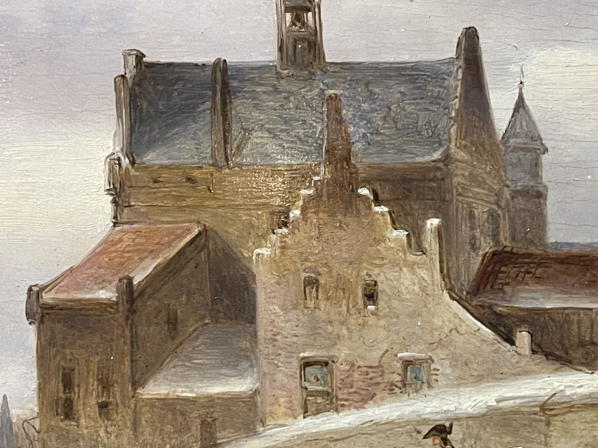 Johannes Bosboom 1817 - 1891 ´ Tentoonstelling Te Gravenhage 1867 ' huile sur panneau chêne -photo-3