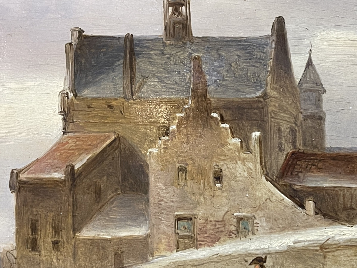 Johannes Bosboom 1817 - 1891 ´ Tentoonstelling Te Gravenhage 1867 ' huile sur panneau chêne -photo-5