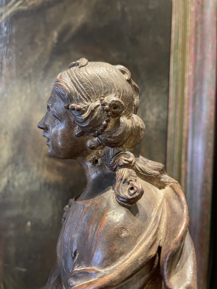 Etude en terre cuite originale   pour une sculpture  de Sainte a Anvers  XVIII es -photo-2
