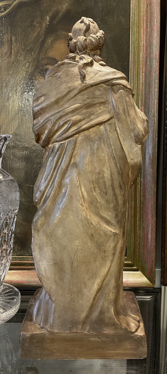 Etude en terre cuite originale   pour une sculpture  de Sainte a Anvers  XVIII es -photo-3