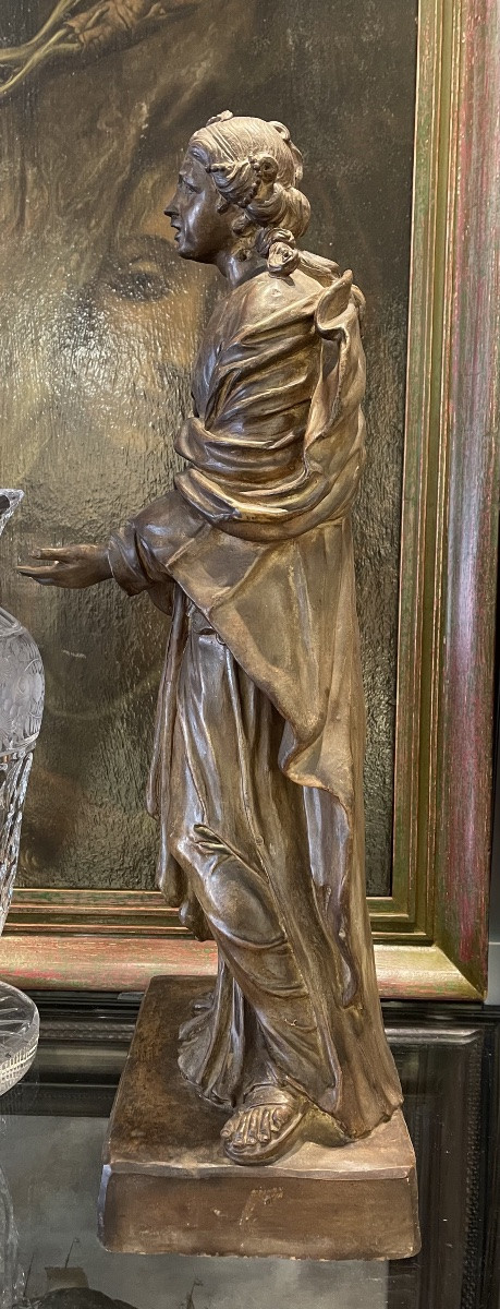 Etude en terre cuite originale   pour une sculpture  de Sainte a Anvers  XVIII es -photo-4