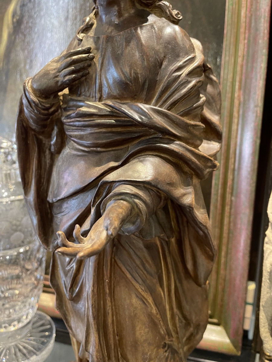 Etude en terre cuite originale   pour une sculpture  de Sainte a Anvers  XVIII es -photo-1