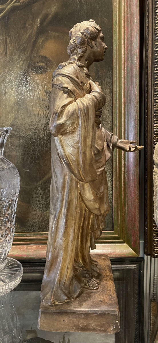Etude en terre cuite originale   pour une sculpture  de Sainte a Anvers  XVIII es -photo-8
