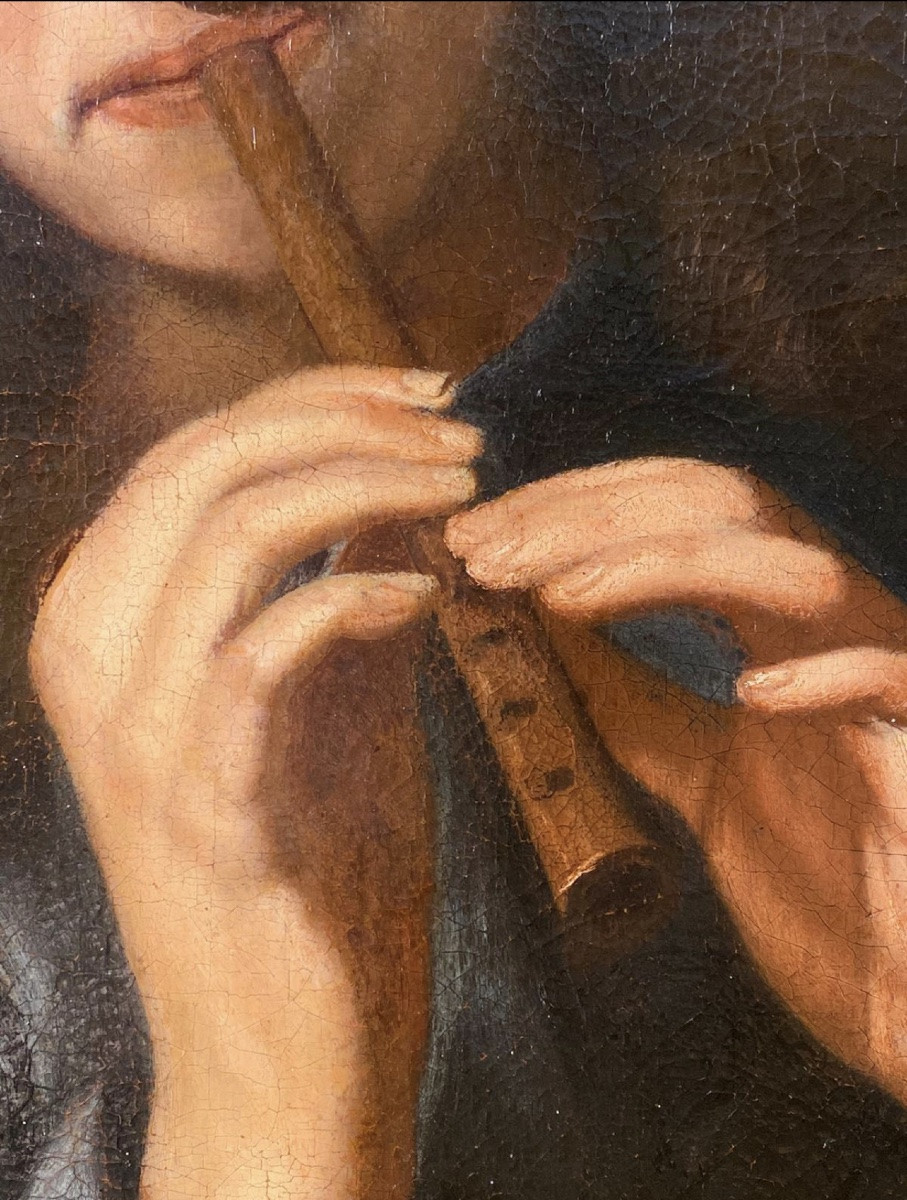 Le flutiste école hollandaise  XVII es Huile sur toile -photo-2