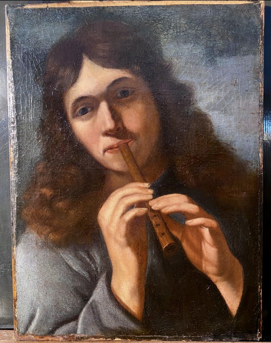 Le flutiste école hollandaise  XVII es Huile sur toile 