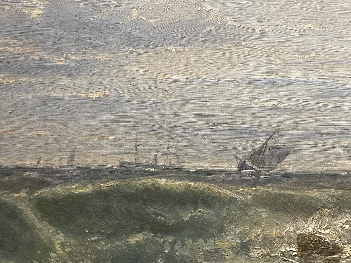  Théodore Gudin 1802 - 1880 British View Of  St Michaels   Mounts ' Cornouailles Oil On Canvas -photo-2