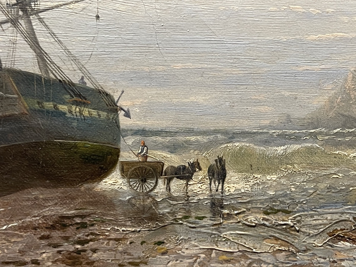  Théodore Gudin 1802 - 1880 British View Of  St Michaels   Mounts ' Cornouailles Oil On Canvas -photo-3