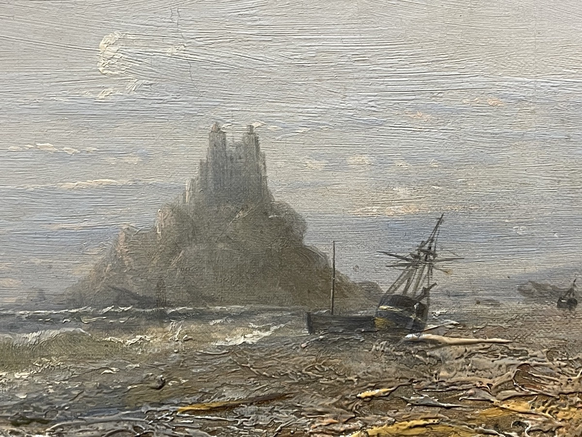  Théodore Gudin 1802 - 1880 British View Of  St Michaels   Mounts ' Cornouailles Oil On Canvas -photo-4