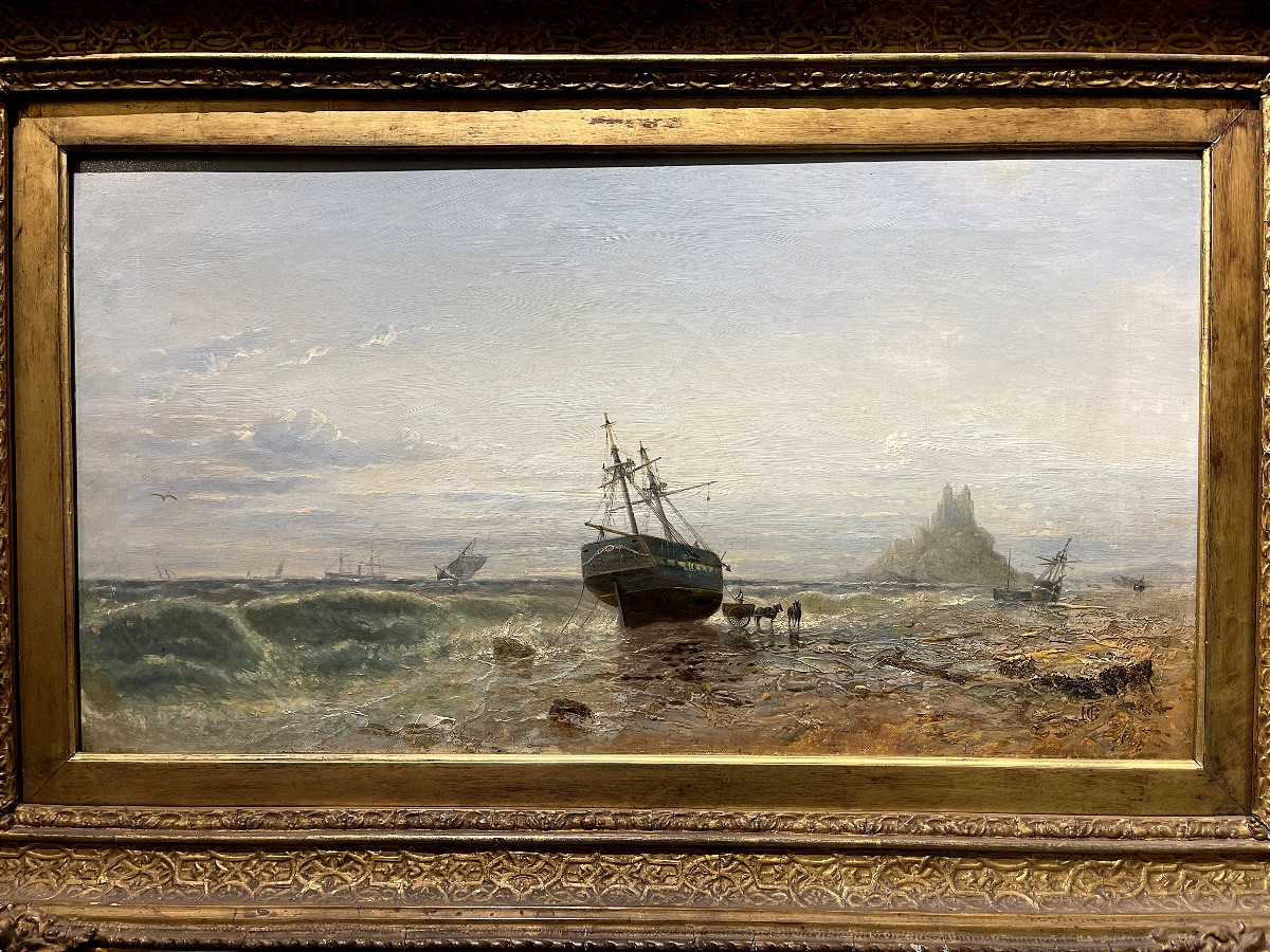  Théodore Gudin 1802 - 1880 British View Of  St Michaels   Mounts ' Cornouailles Oil On Canvas 