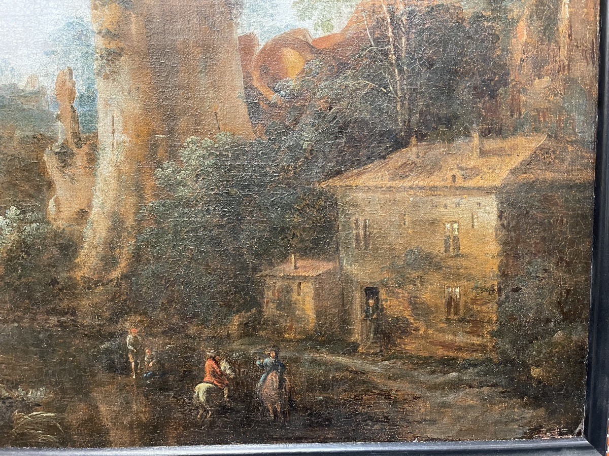 Frederik De Moucheron 1633 - 1686 'the Horsemen's Halt' Canvas -photo-3