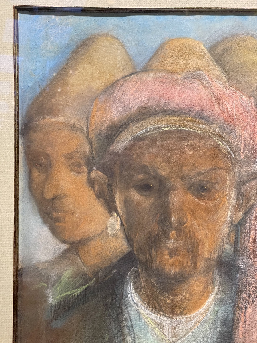 la fratrie du Moyen - Orient date de 1907 signature à déchiffrer ( pastel ) -photo-4