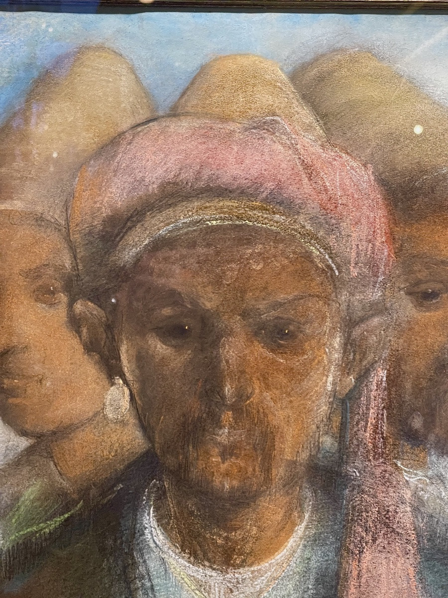 la fratrie du Moyen - Orient date de 1907 signature à déchiffrer ( pastel ) -photo-1