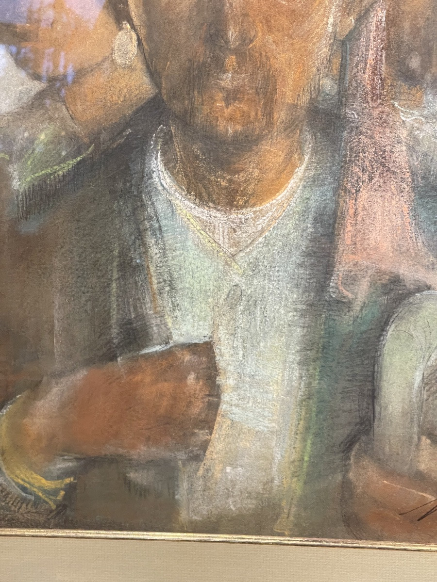 la fratrie du Moyen - Orient date de 1907 signature à déchiffrer ( pastel ) -photo-2