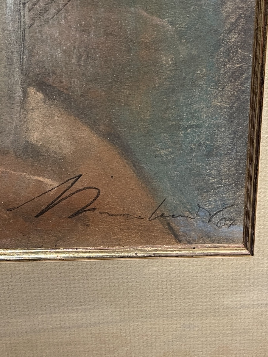 la fratrie du Moyen - Orient date de 1907 signature à déchiffrer ( pastel ) -photo-5