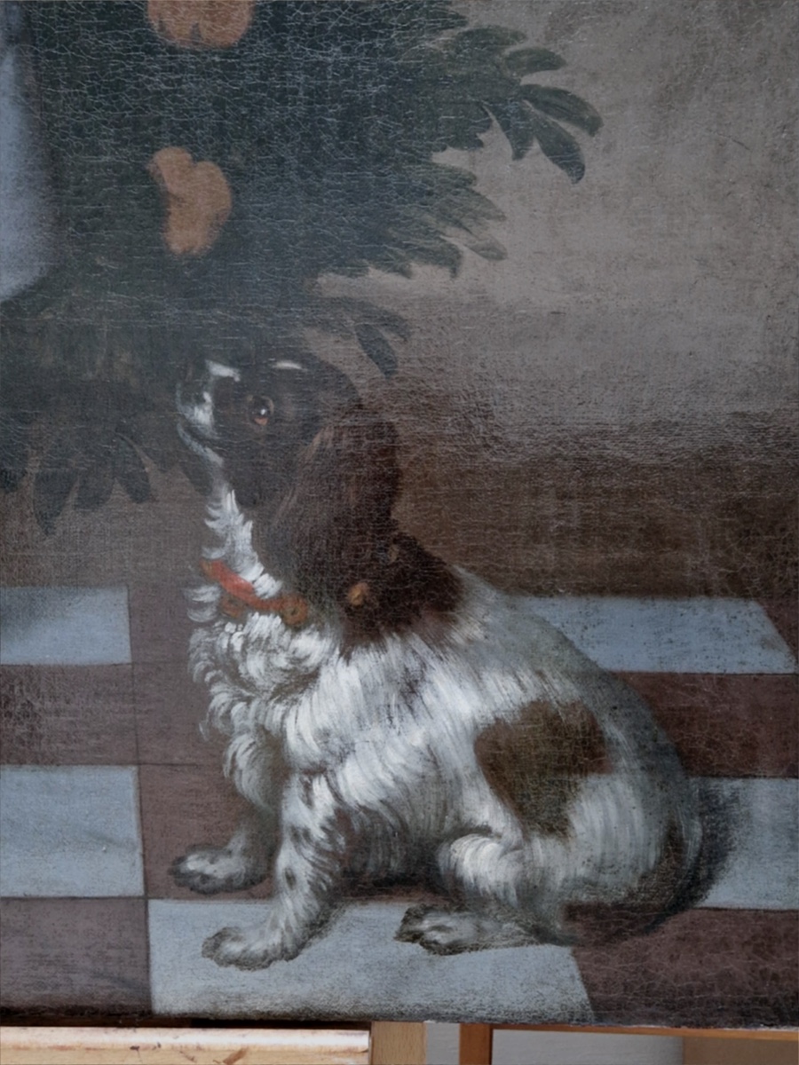 Le Jeune Seigneur et son épagneul breton vers 1670  huile sur toile d origine 103 cm x 128 cm -photo-2