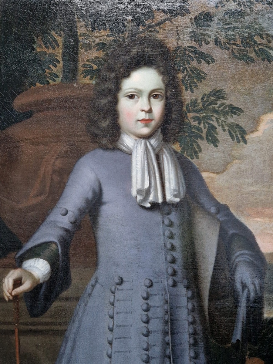 Le Jeune Seigneur et son épagneul breton vers 1670  huile sur toile d origine 103 cm x 128 cm -photo-4