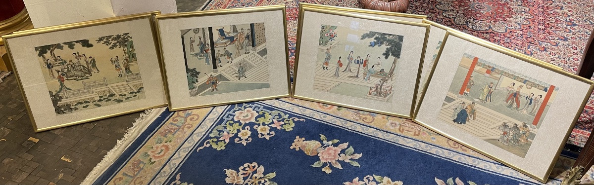 dix peintures sur soie fin de la dynastie Qing 1870 - 1900 ( scene impériale) -photo-2