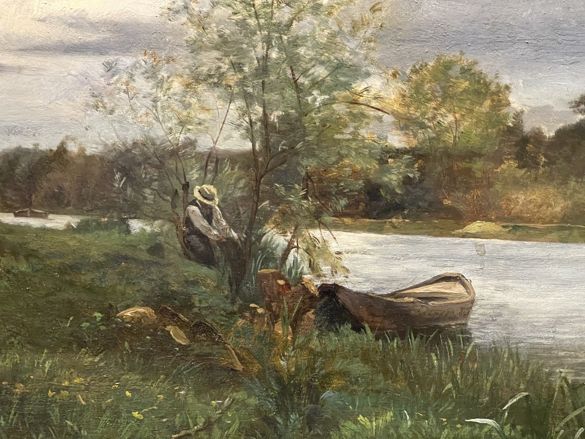 Charles Beauverie ( 1839 - 1923 ) Landscape Of Auvers Sur Oise Date 1872 Mahogany Panel-photo-1