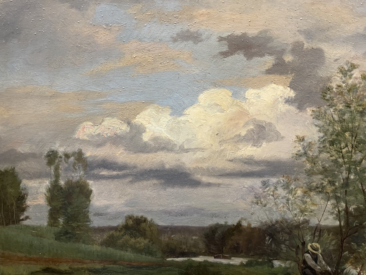 Charles Beauverie ( 1839 - 1923 ) Landscape Of Auvers Sur Oise Date 1872 Mahogany Panel-photo-8