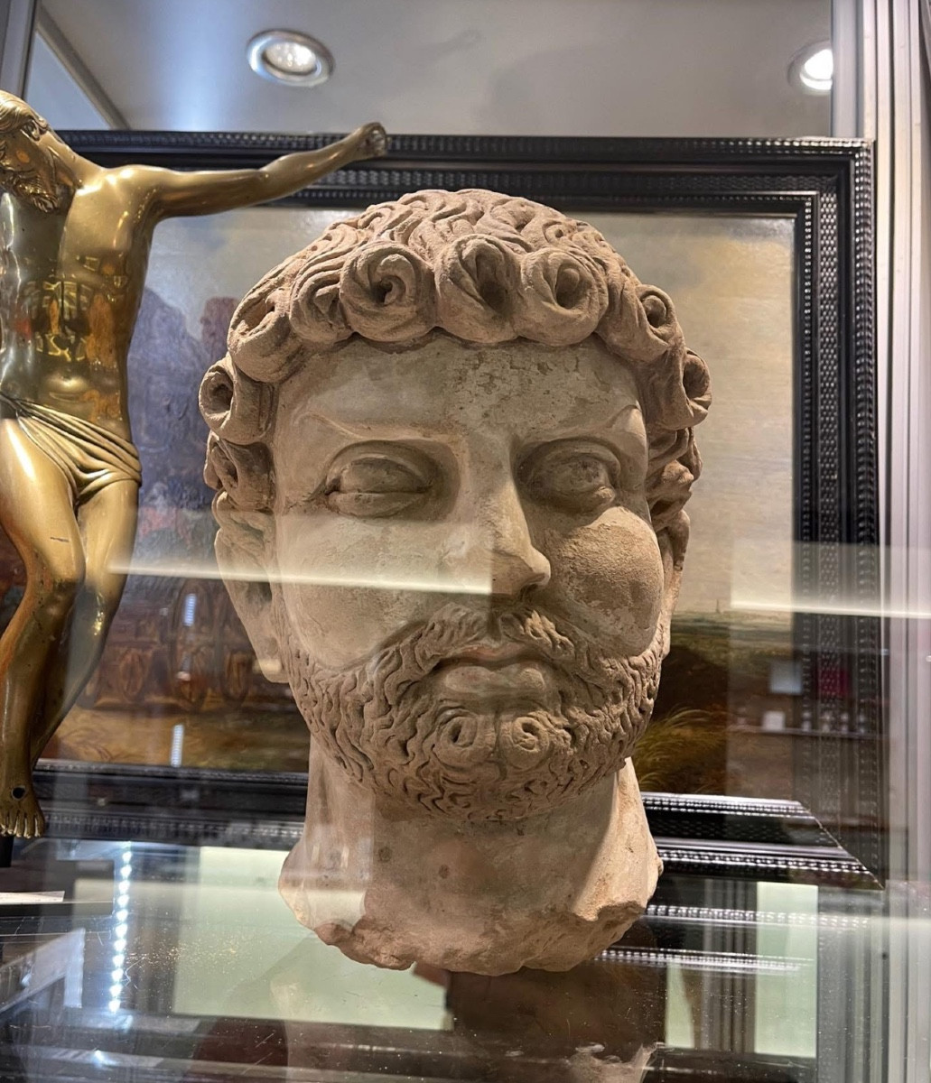 The Polychromed Head Of Emperor Diocletian 4 Th Ad In Clay