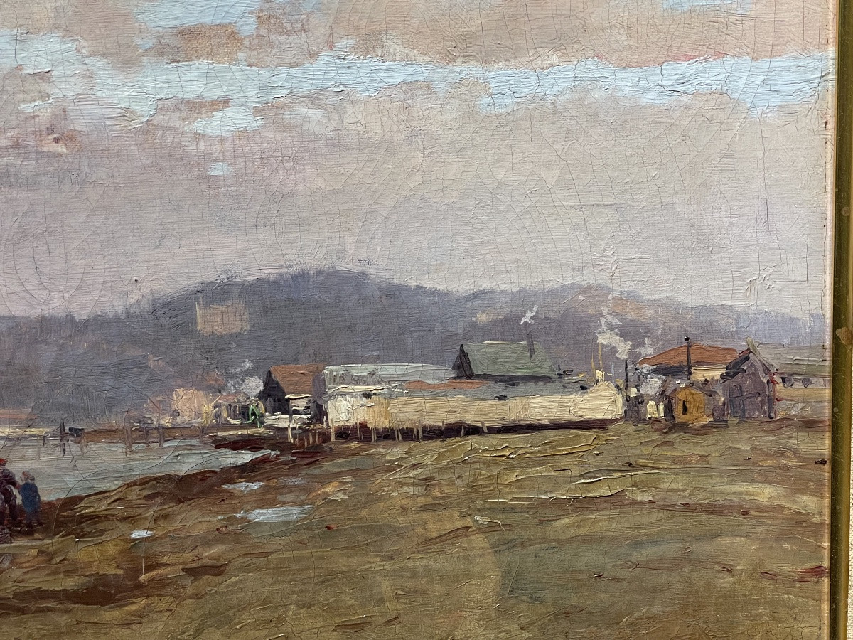 Alexandre Isailoff ( 1869 - 1944 ) Lively Seaside Around 1900 , Original Oil On Canvas-photo-4