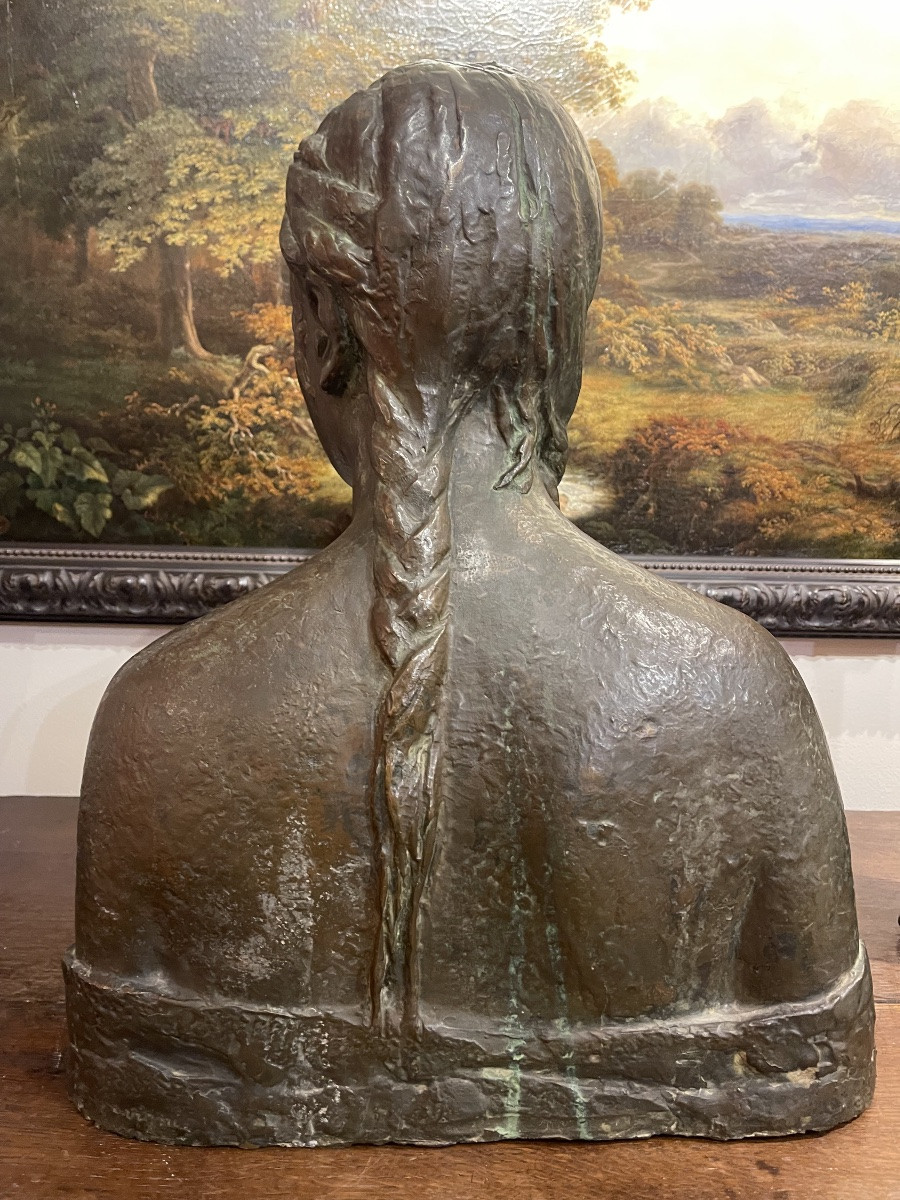 Corrado Vigni  ( 1888 - 1956 ) buste cire perdue  jeune femme seins dénudés , pré - renaissance-photo-5