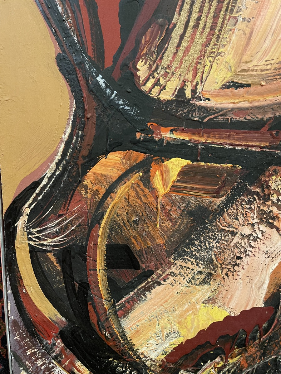 Roberto Diaz Acosta Mexican Painter Born 1934 ' Composition 1973 '-photo-2