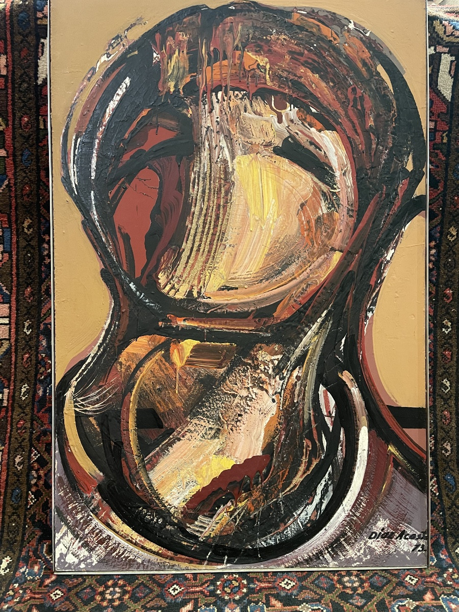 Roberto Diaz Acosta Mexican Painter Born 1934 ' Composition 1973 '