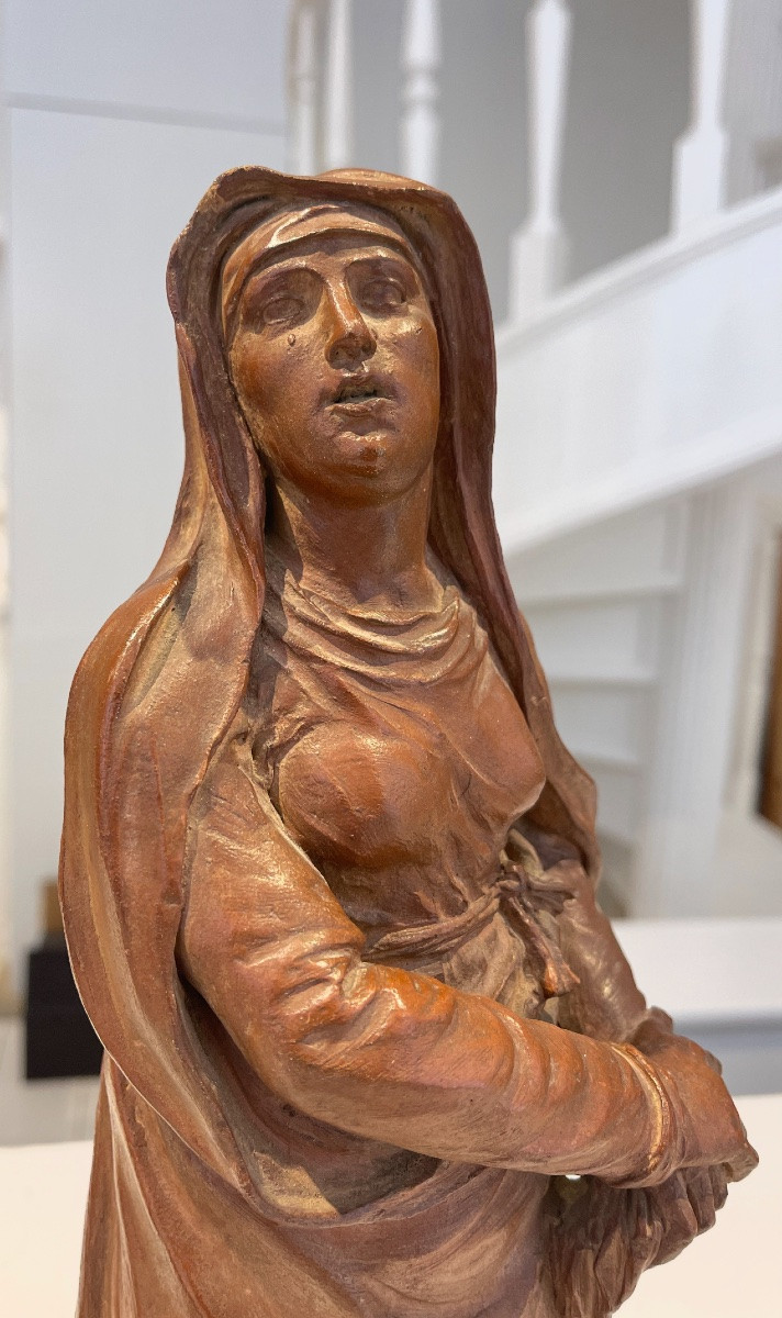Walter Pompe ( 1703 - 1777 ) BOZZETI - pour un calvaire ( Marie et Saint - Jean ) Terracotta -photo-3