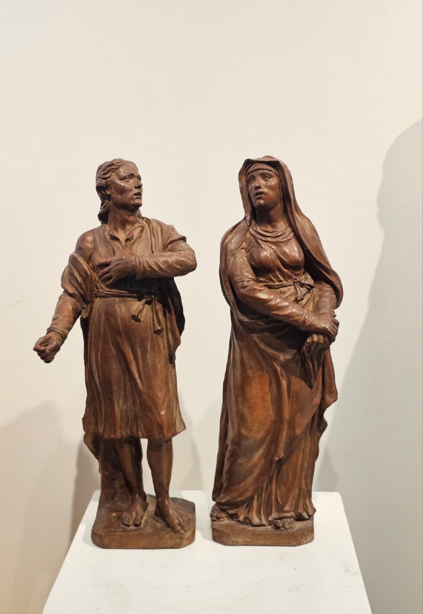 Walter Pompe ( 1703 - 1777 ) BOZZETI - pour un calvaire ( Marie et Saint - Jean ) Terracotta 