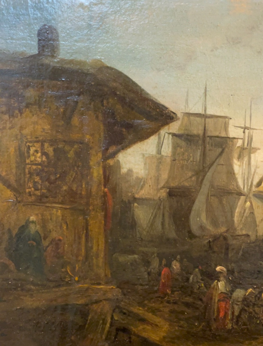 Collection Van Caloen de Basseghem 1838 ' entourage  de William Turner port Istanbul' etude -photo-4