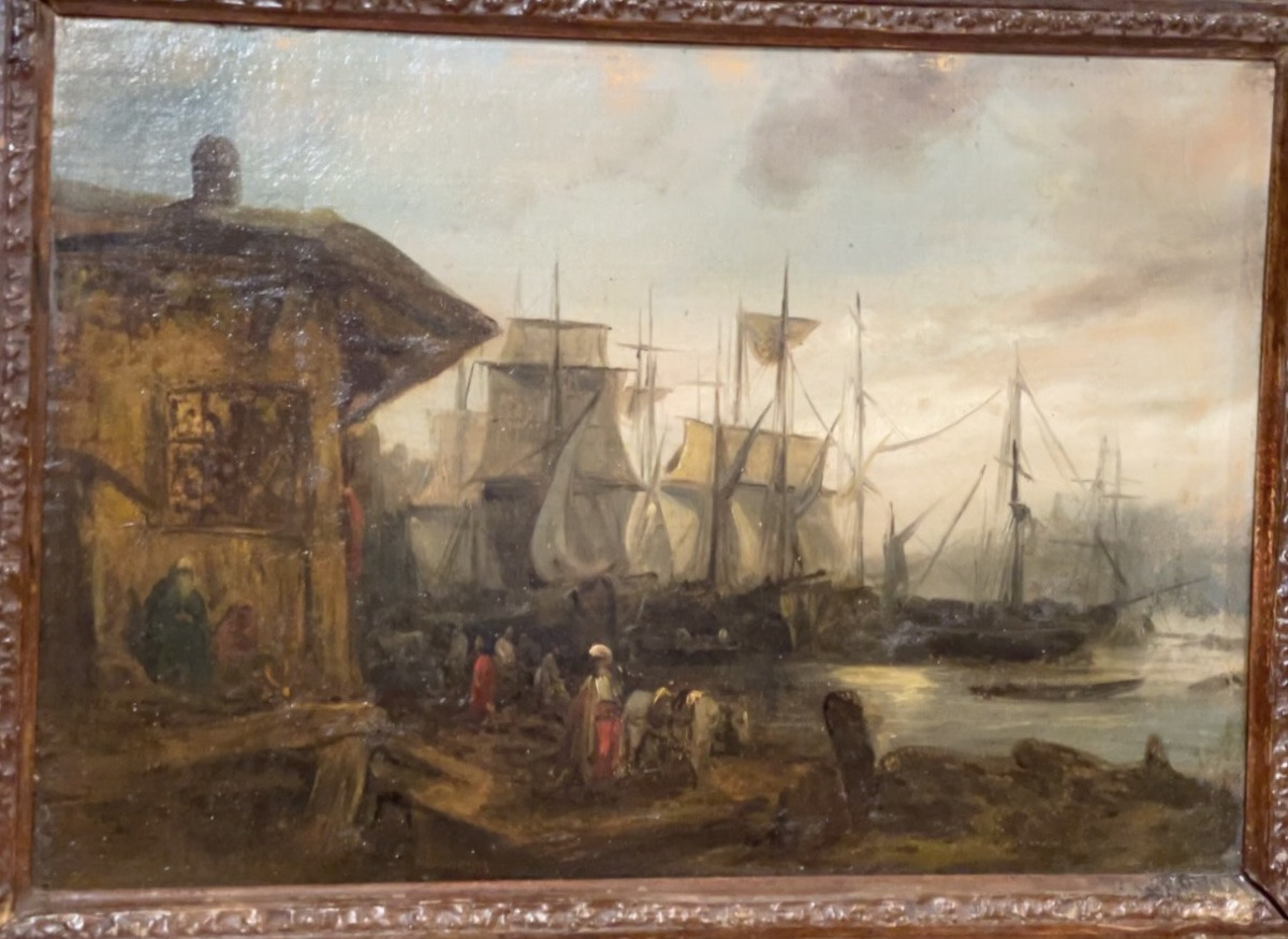 Collection Van Caloen de Basseghem 1838 ' entourage  de William Turner port Istanbul' etude -photo-2
