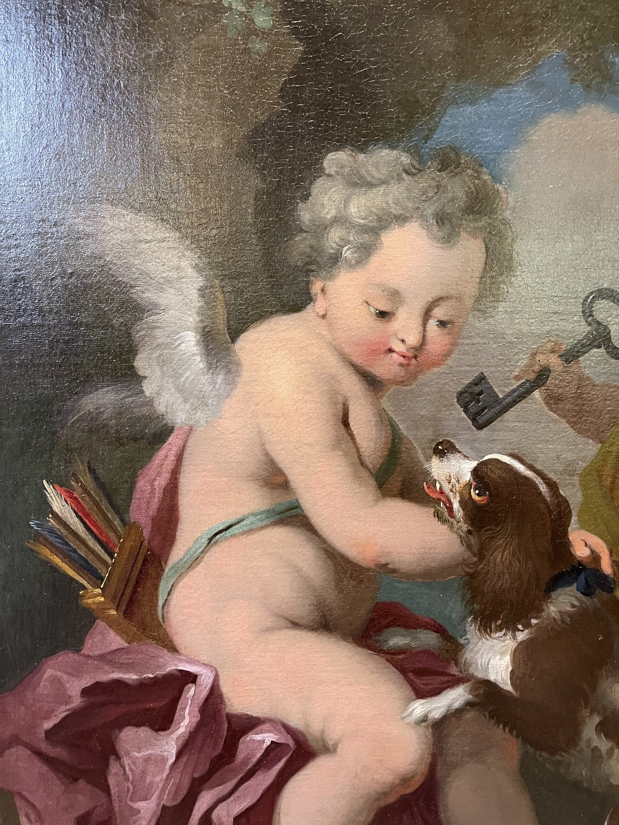 Les Clefs De Saint - Pierre ' Putti Ouvrant Les Portes Du Paradis ' XVIII Es Français-photo-2