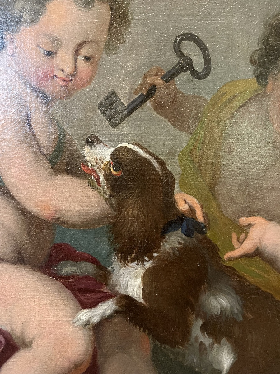 Les Clefs De Saint - Pierre ' Putti Ouvrant Les Portes Du Paradis ' XVIII Es Français-photo-3