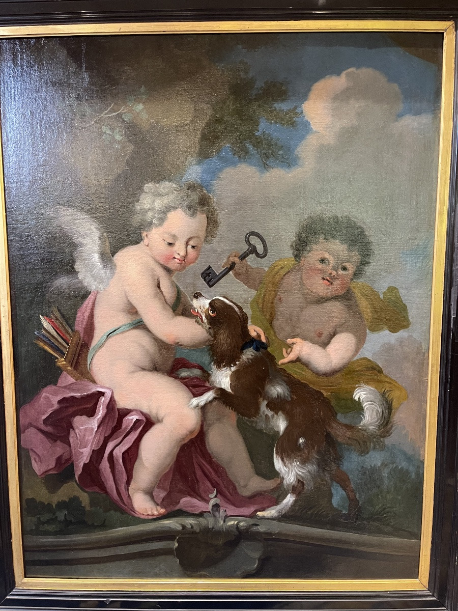 Les Clefs De Saint - Pierre ' Putti Ouvrant Les Portes Du Paradis ' XVIII Es Français-photo-2