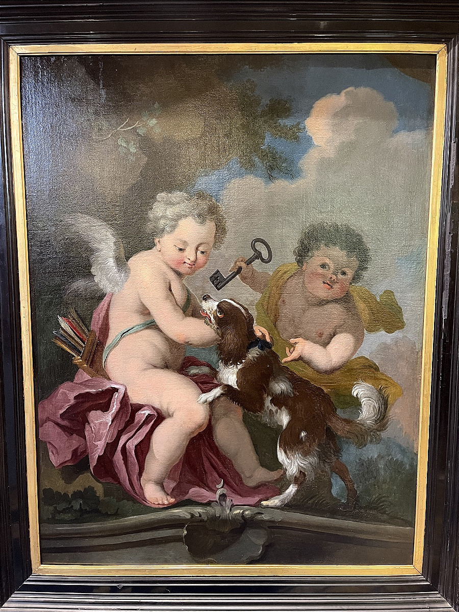 Les Clefs De Saint - Pierre ' Putti Ouvrant Les Portes Du Paradis ' XVIII Es Français