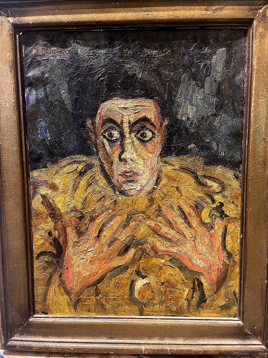 Autour du Bateau Lavoir vers 1900 - 1910  ' le Fou en Pierrot ' expressionnisme de l Est 