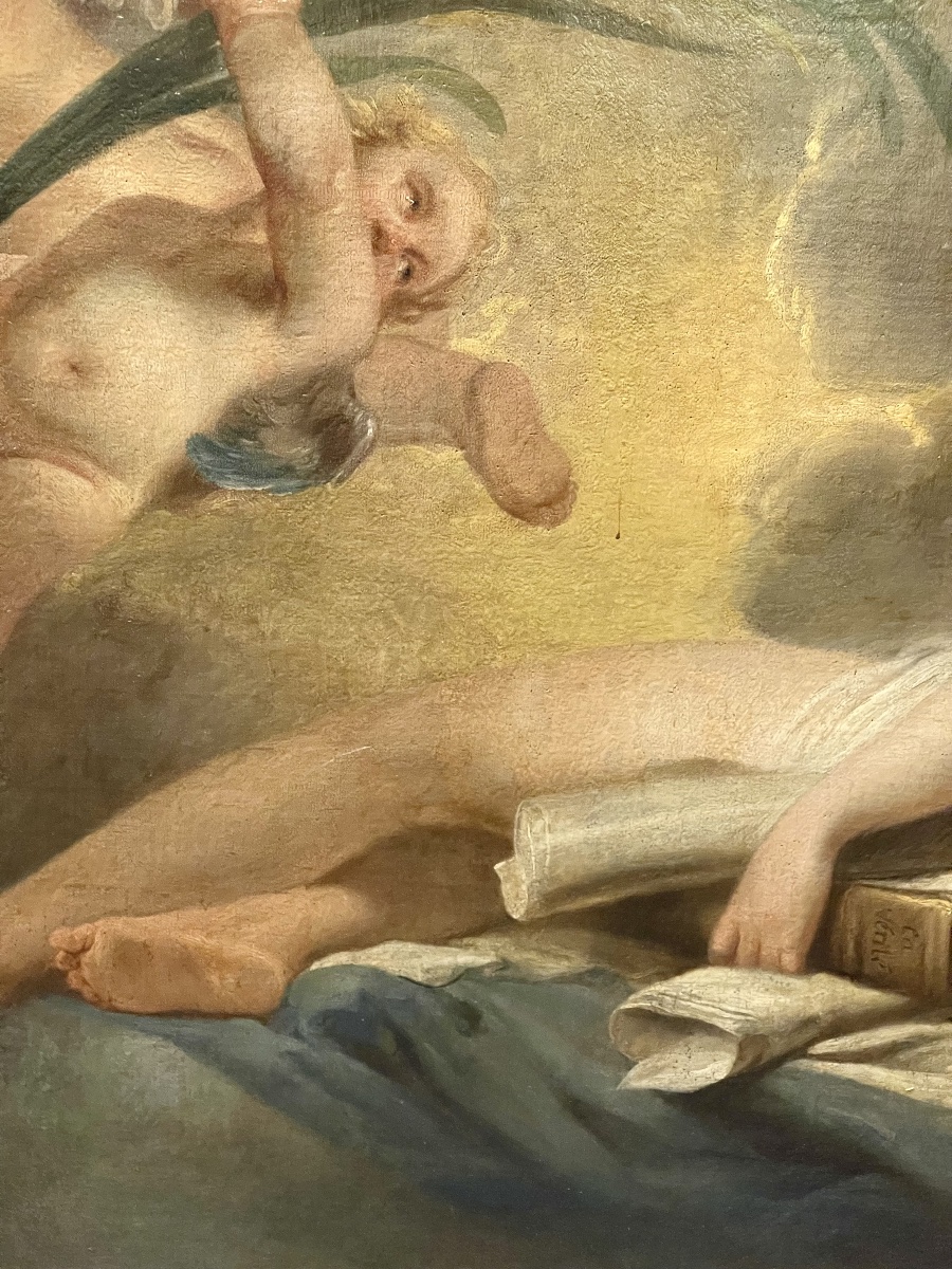 Allégorie de l Histoire école hollandaise XVIII es ( toile - 90 cm x 102 cm ) -photo-2