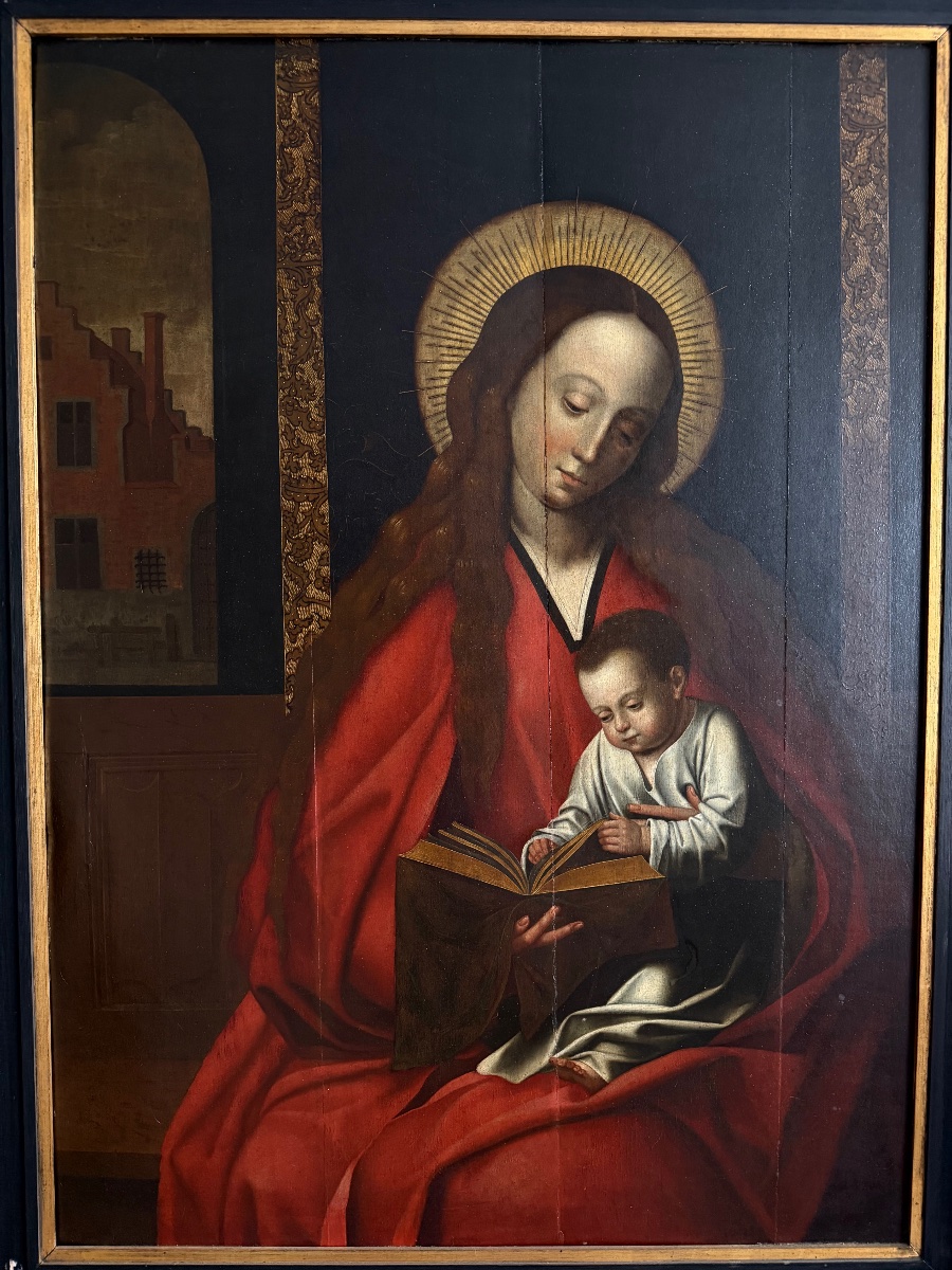 Antwerp School, “virgin And Child,” Oak Panel, Ca. 1600 -photo-2
