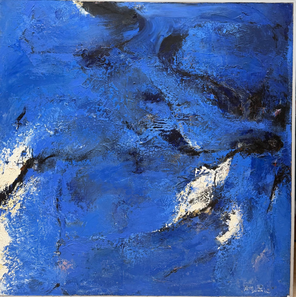 Sun Guangyi (孙广义) 1967 «  blue abstraction «  102 cm x 103 cm -photo-1
