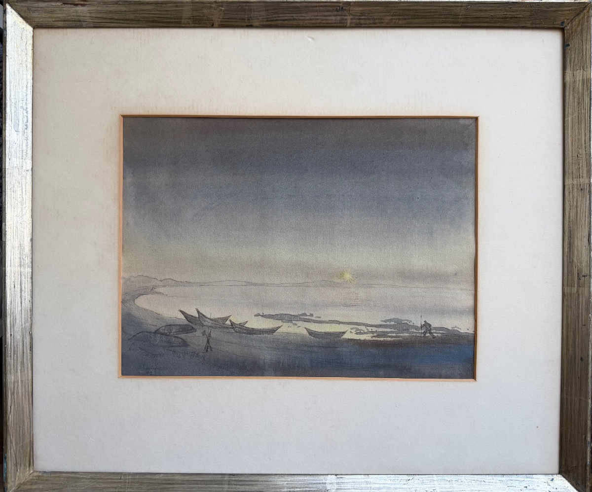 Oskar NERLINGER (1893-1969) de 1949 les rives de l île de Rugen au coucher du soleil -photo-2