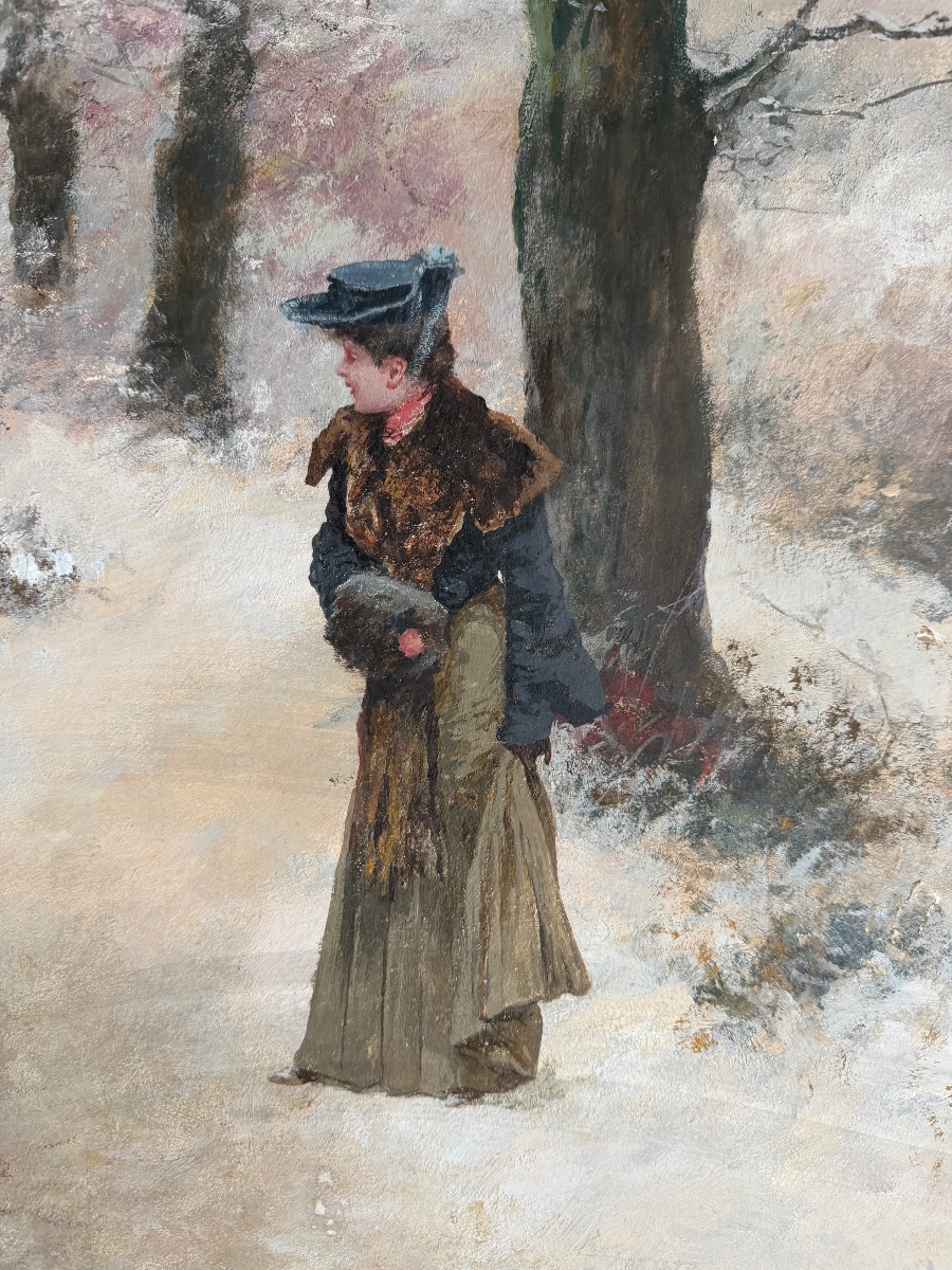 Antal NEOGRADY (1861-1942) Promenade hivernale dans un bois , circa 1904 - 1908  -photo-1