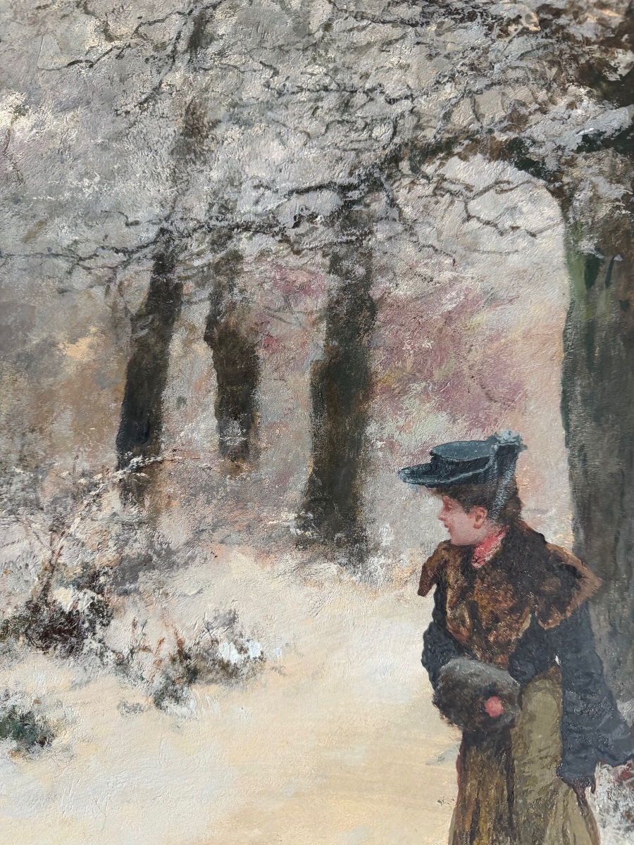 Antal NEOGRADY (1861-1942) Promenade hivernale dans un bois , circa 1904 - 1908  -photo-2