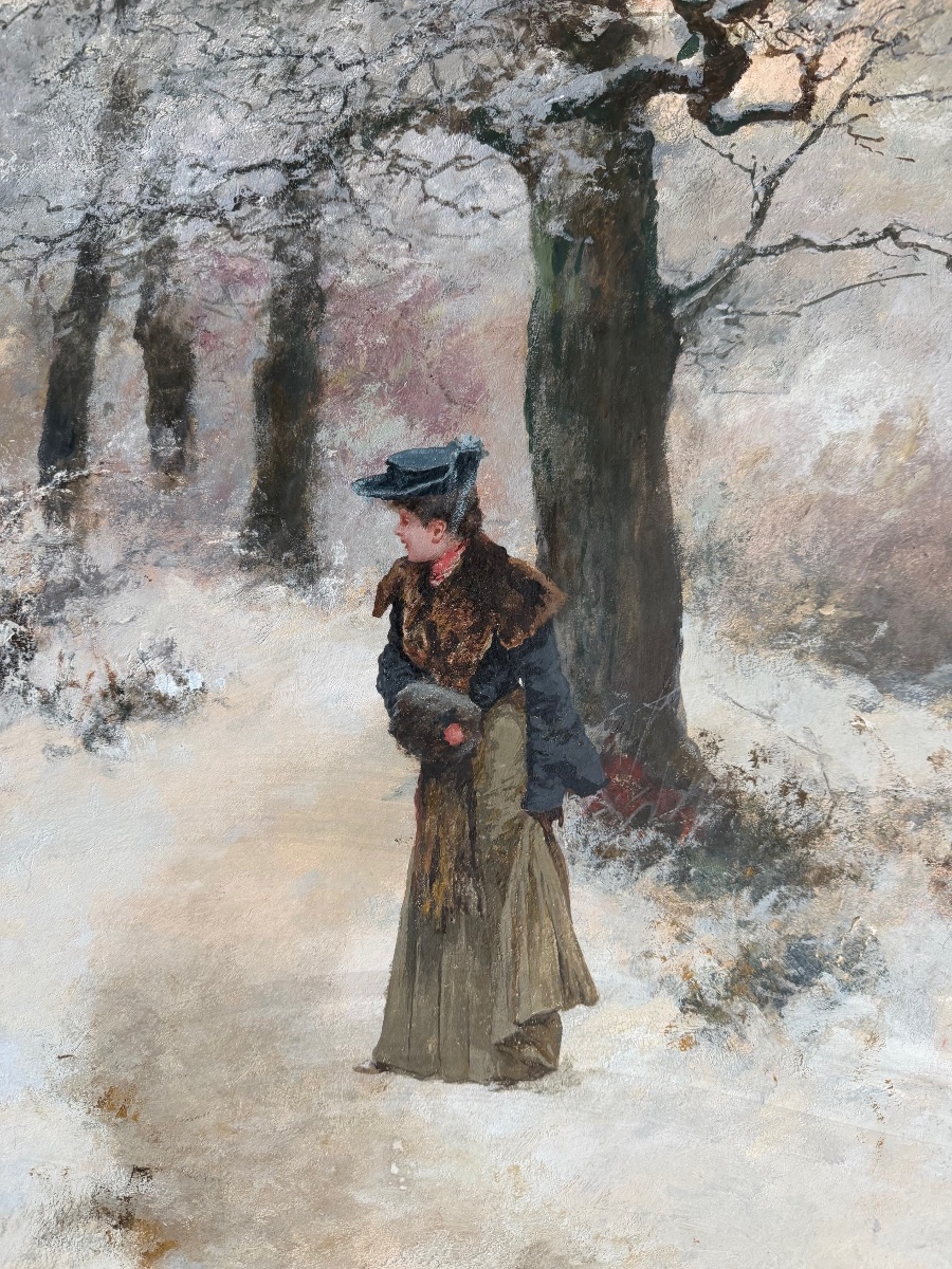 Antal NEOGRADY (1861-1942) Promenade hivernale dans un bois , circa 1904 - 1908  -photo-3