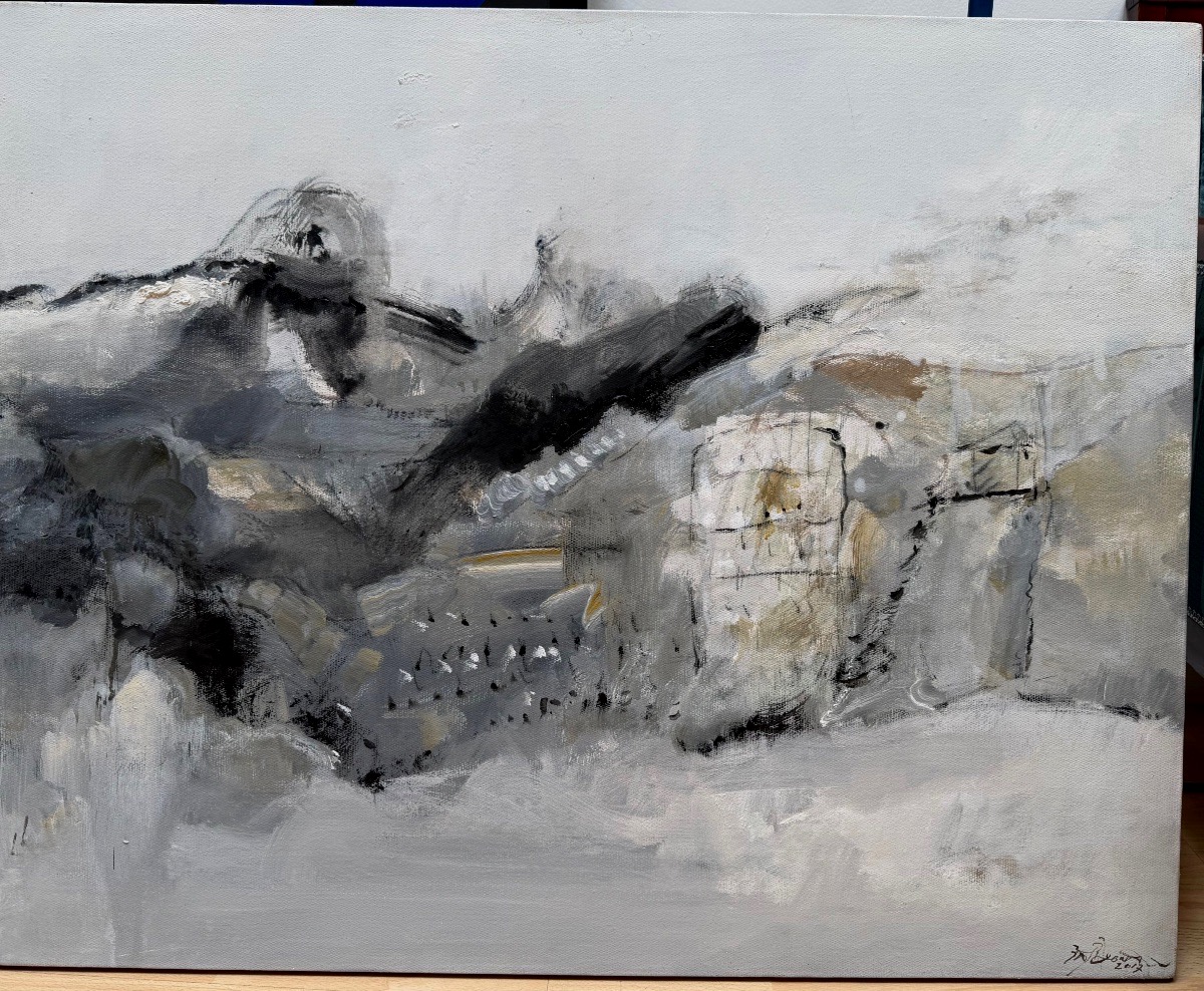 Sun Guangyi 1967 - Moutain Sacred Himalaya  abstraction - Canvas 100 cm x 80 cm 