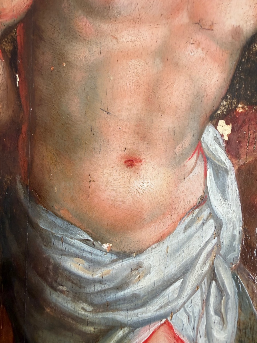 Attribuable à Frans Francken II et son atelier vers 1600 «  Flagellation «  panneau de chêne -photo-4